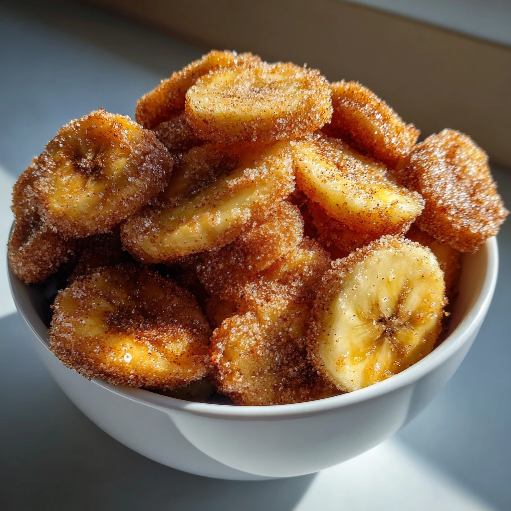Crispy Cinnamon Sugar Air Fryer Banana Chips with a Sweet Crunch