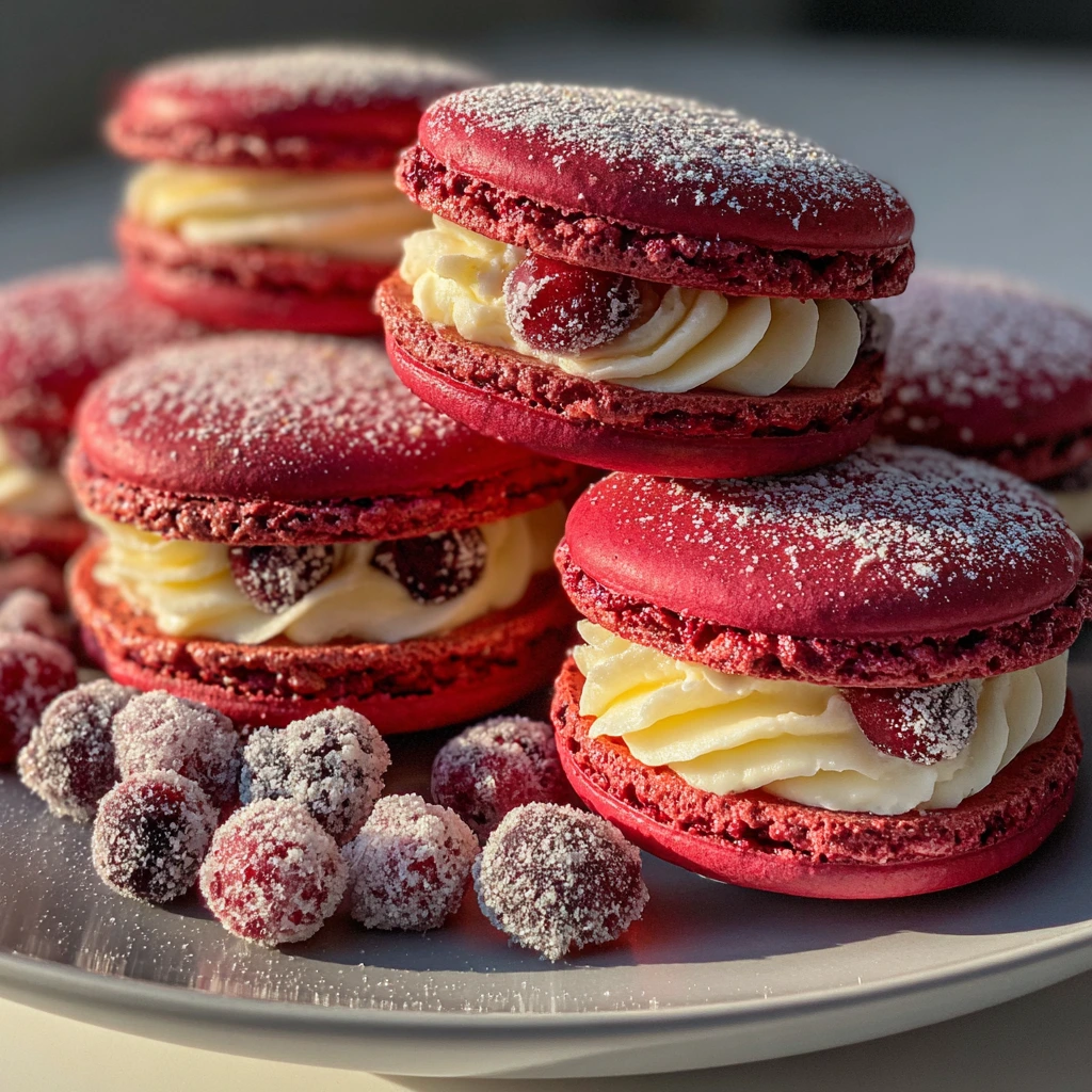 Deliciously Elegant Classic Cranberry Macarons with Zesty Orange Buttercream