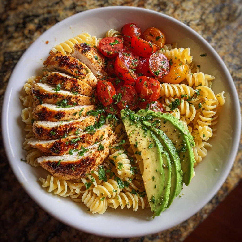 Deliciously Tangy Cobb Pasta Salad with Fresh Vegetables and Creamy Dressing