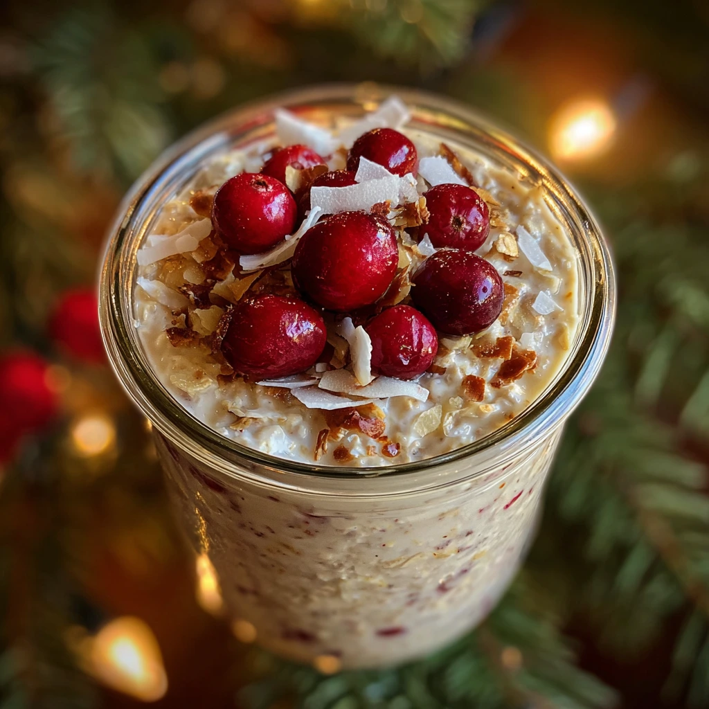 Delicious Coconut Cranberry Overnight Oats with Creamy Yogurt and Almonds
