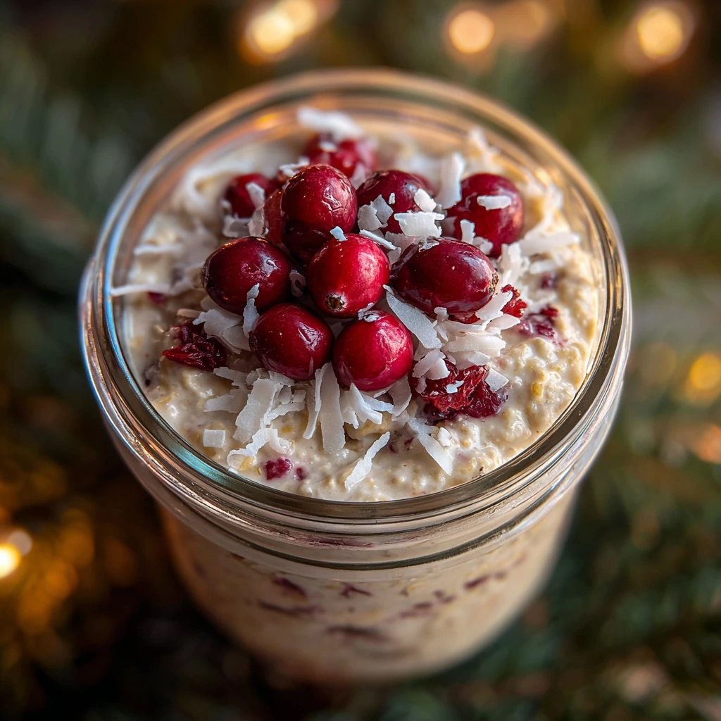 Delicious Coconut Cranberry Overnight Oats with Creamy Yogurt and Almonds