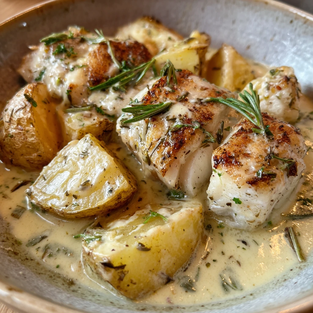 Creamy Cod & Potatoes in Herb-Infused Rosemary Sauce