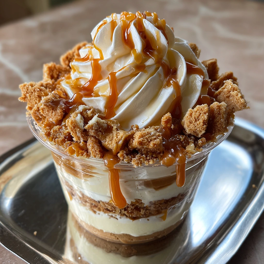 Delightfully Creamy Cookie Butter Cheesecake Cups with Cinnamon Crunch