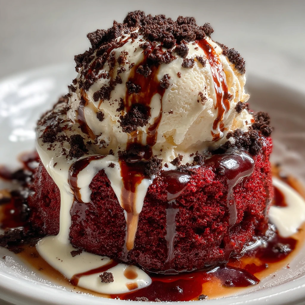 Decadent Cookies & Cream Red Velvet Molten Lava Cakes with Creamy Filling