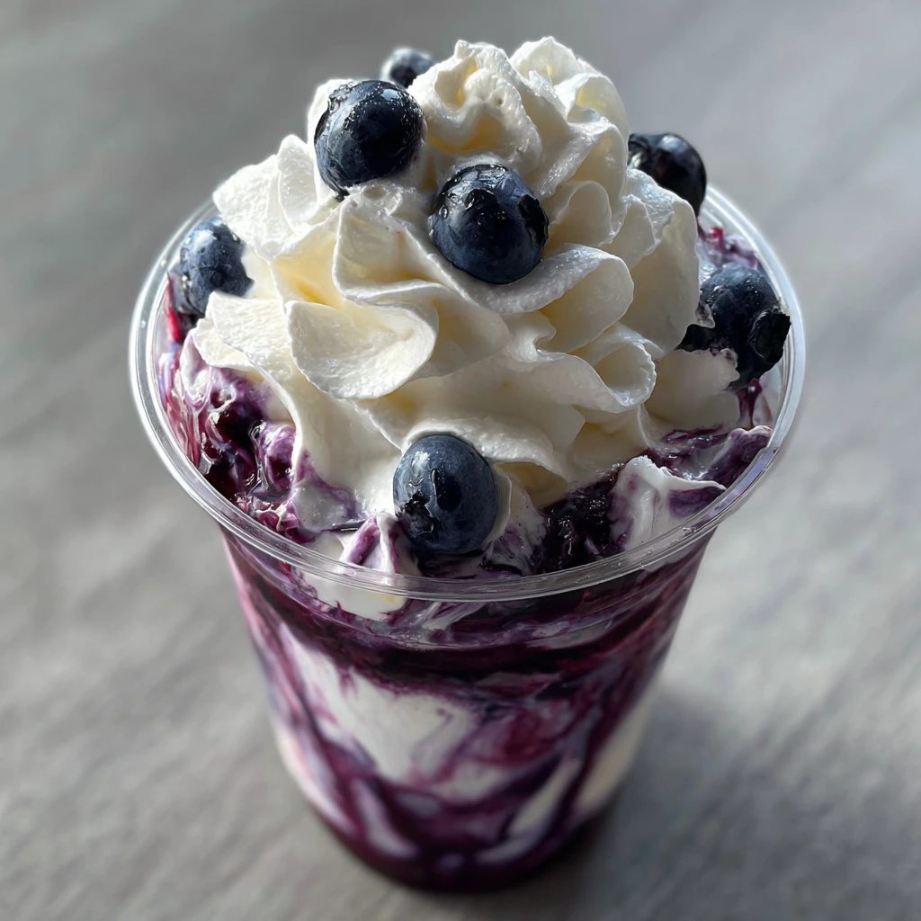 Deliciously Creamy Copycat Blueberry Cloud Frappe with Whipped Topping