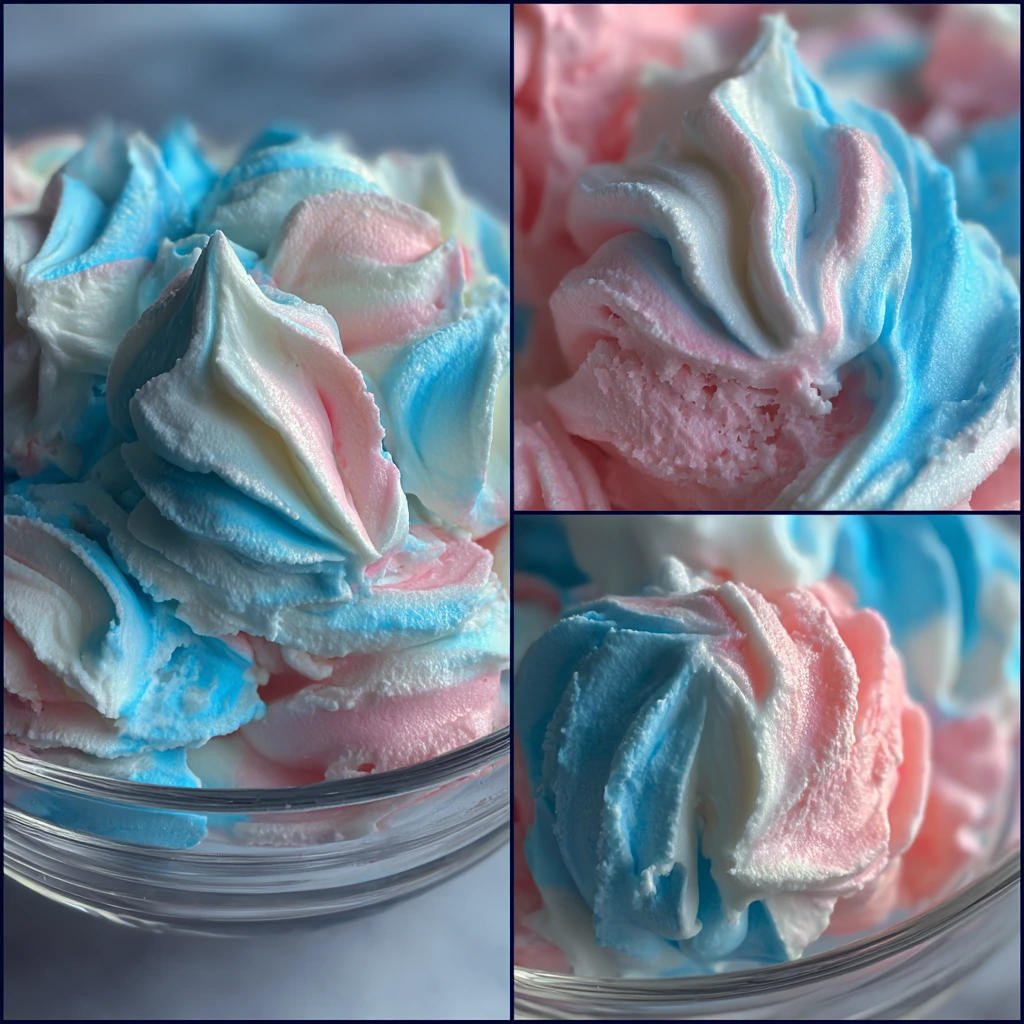Deliciously Dreamy Cotton Candy Ice Cream with Whipped Cream and Sprinkles