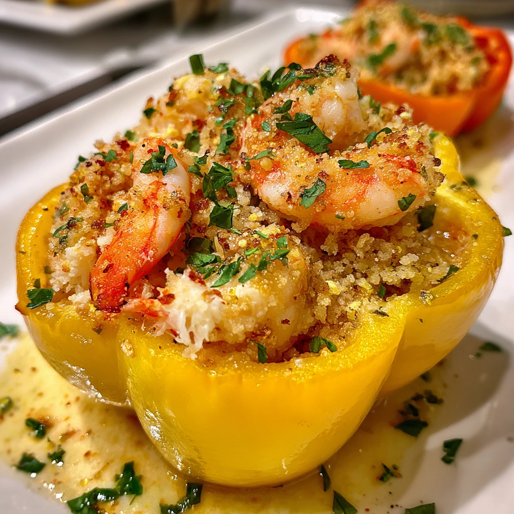Savory Crab and Shrimp Stuffed Bell Peppers with Creamy Cheese