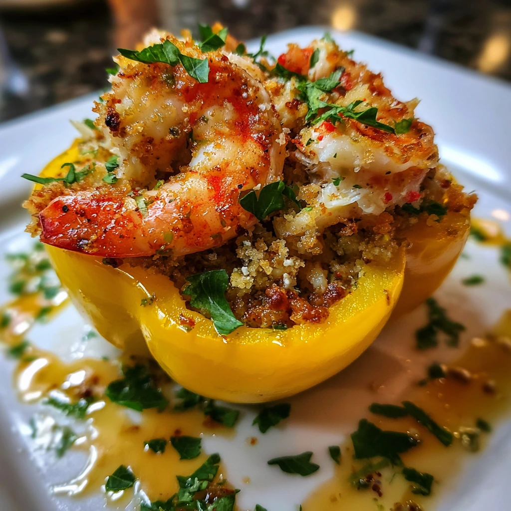 Savory Crab and Shrimp Stuffed Bell Peppers with Creamy Cheese