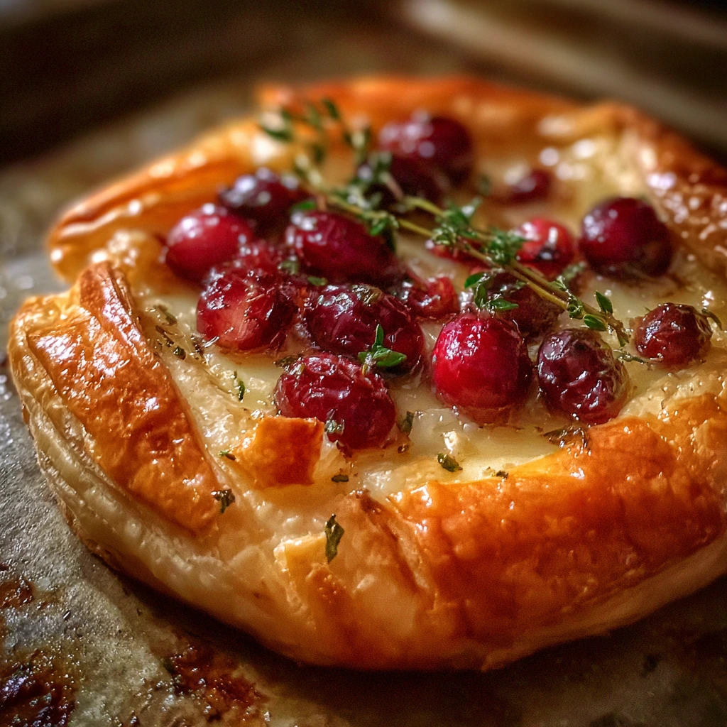 Decadent Cranberry Brie Tart with Flaky Crust and Sweet Glaze