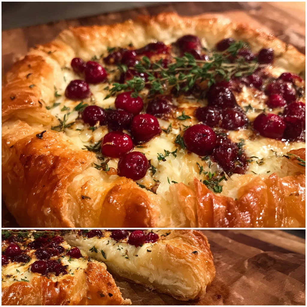 Decadent Cranberry Brie Tart with Flaky Crust and Sweet Glaze