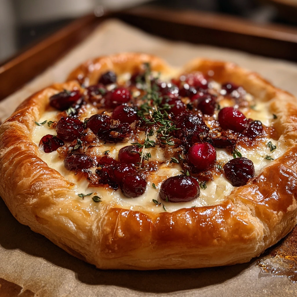 Decadent Cranberry Brie Tart with Flaky Crust and Sweet Glaze