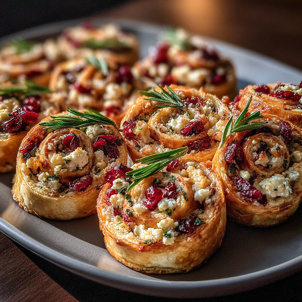 Delicious Cranberry Cream Cheese Pinwheels with Feta and Fresh Herbs