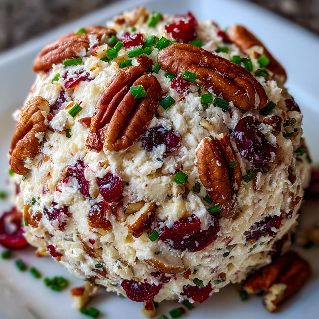 Deliciously Creamy Cranberry Pecan Cheese Ball with a Sweet and Savory Twist