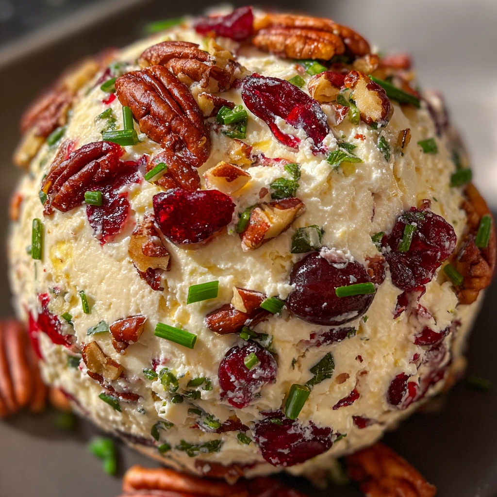 Deliciously Creamy Cranberry Pecan Cheese Ball with a Sweet and Savory Twist