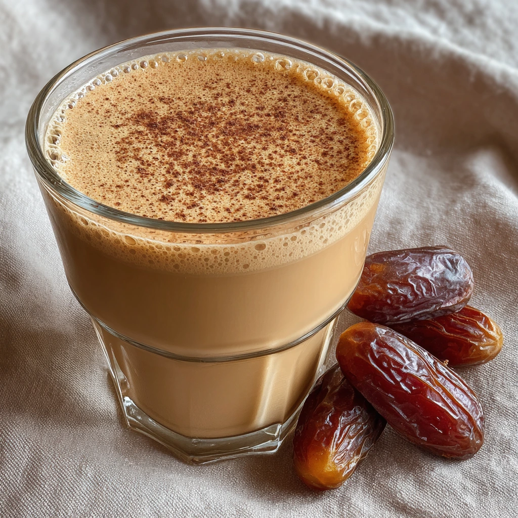 Indulge in a Creamy Coffee Date Protein Shake with Almond Milk and Banana