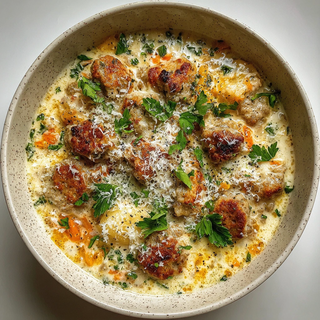 Rich and Creamy Parmesan Italian Sausage Soup with Fresh Spinach and Potatoes