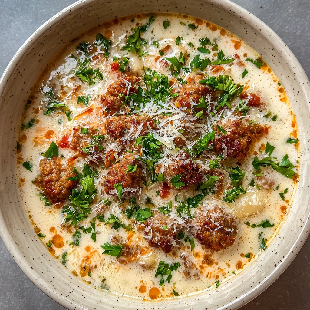 Rich and Creamy Parmesan Italian Sausage Soup with Fresh Spinach and Potatoes