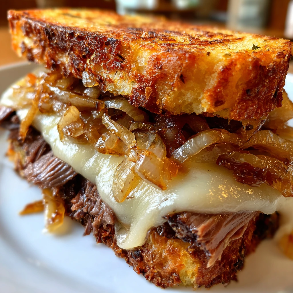 Ultimate Crispy French Dip Grilled Cheese with Savory Au Jus
