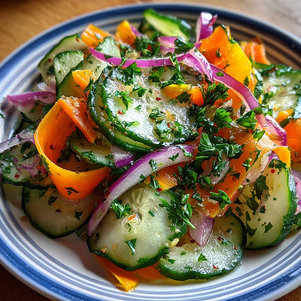 Refreshing Crunchy Cucumber, Carrot, and Celery Salad with Tangy Dressing