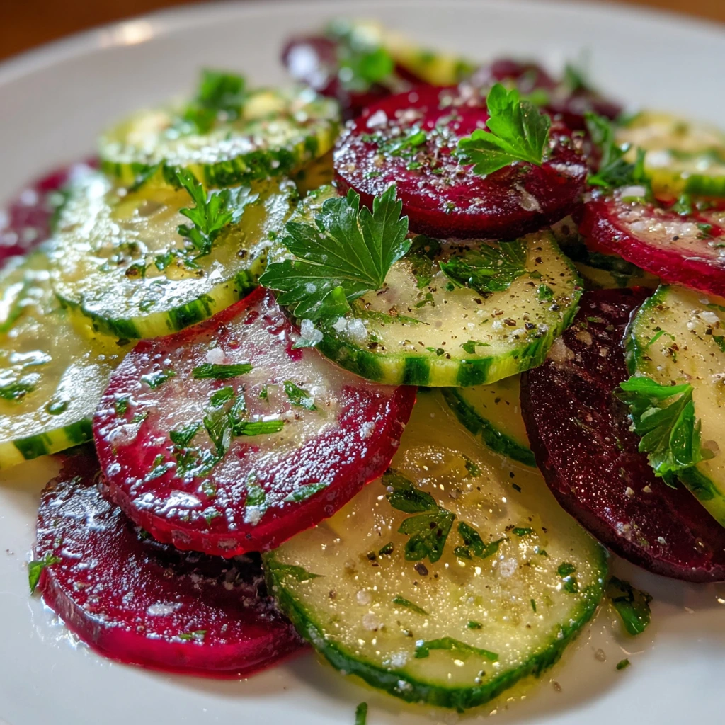 Refreshing Cucumber and Beetroot Salad with Tangy Lemon Dressing