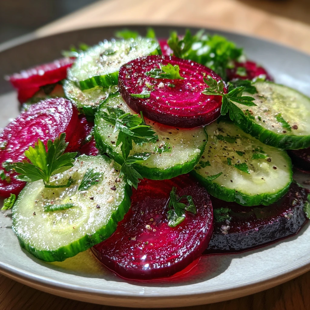 Refreshing Cucumber and Beetroot Salad with Tangy Lemon Dressing