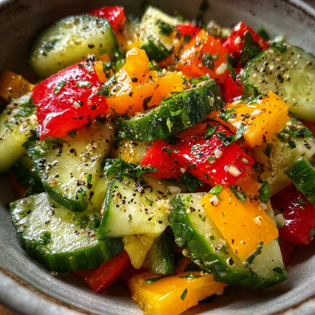 Refreshing Cucumber Sweet Pepper Salad with Zesty Lemon Dressing