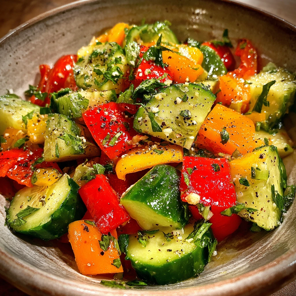 Refreshing Cucumber Sweet Pepper Salad with Zesty Lemon Dressing
