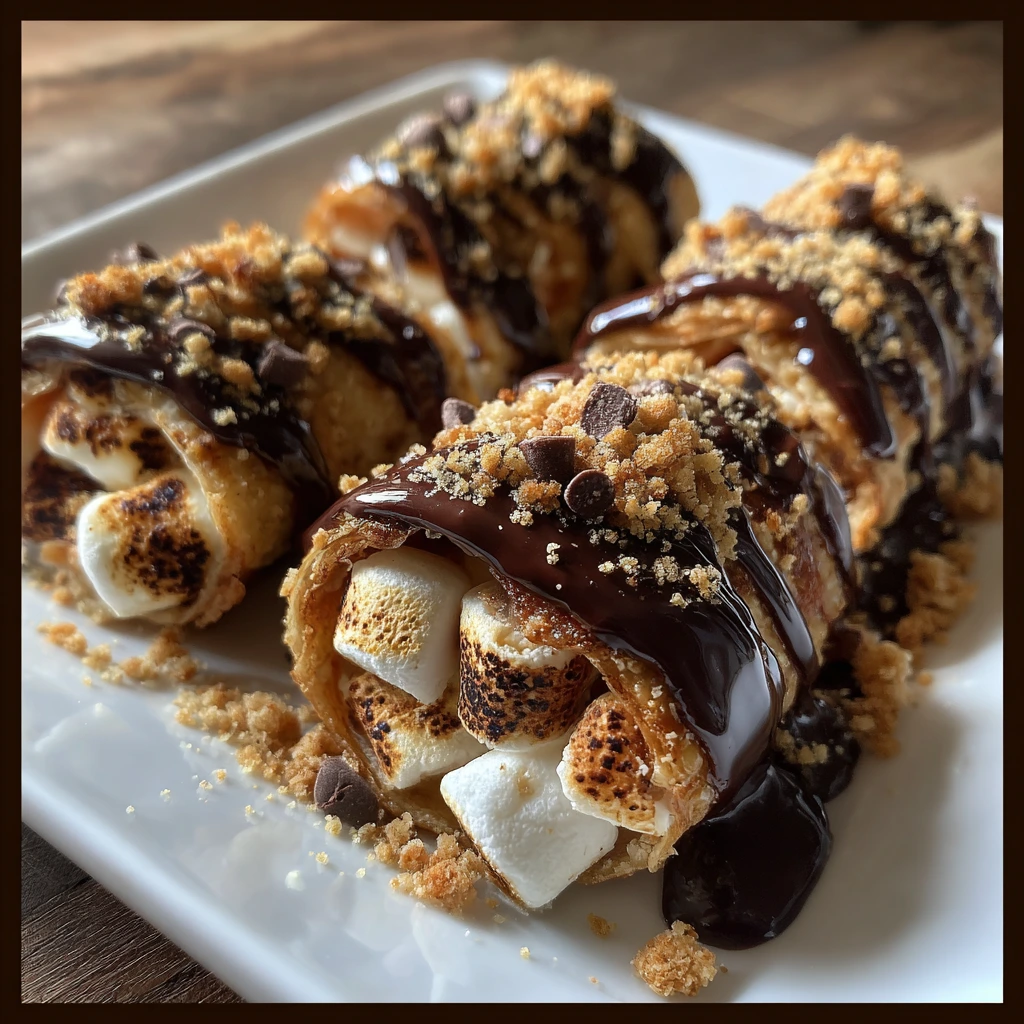 Decadent Chocolate-Covered S’mores Roll-Ups with Crispy Marshmallow Filling