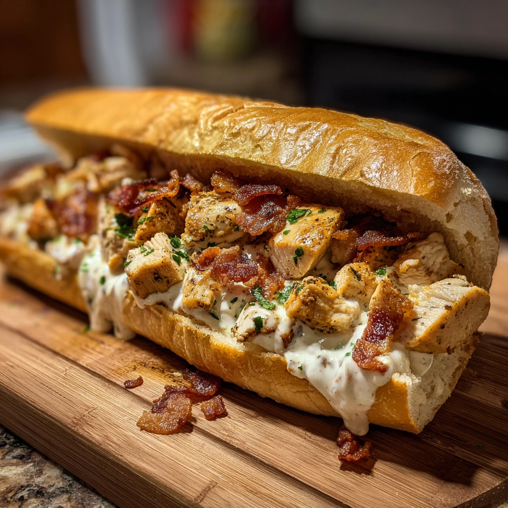 Irresistibly Delicious Chopped Chicken Bacon Ranch Sub with Savory Flavors