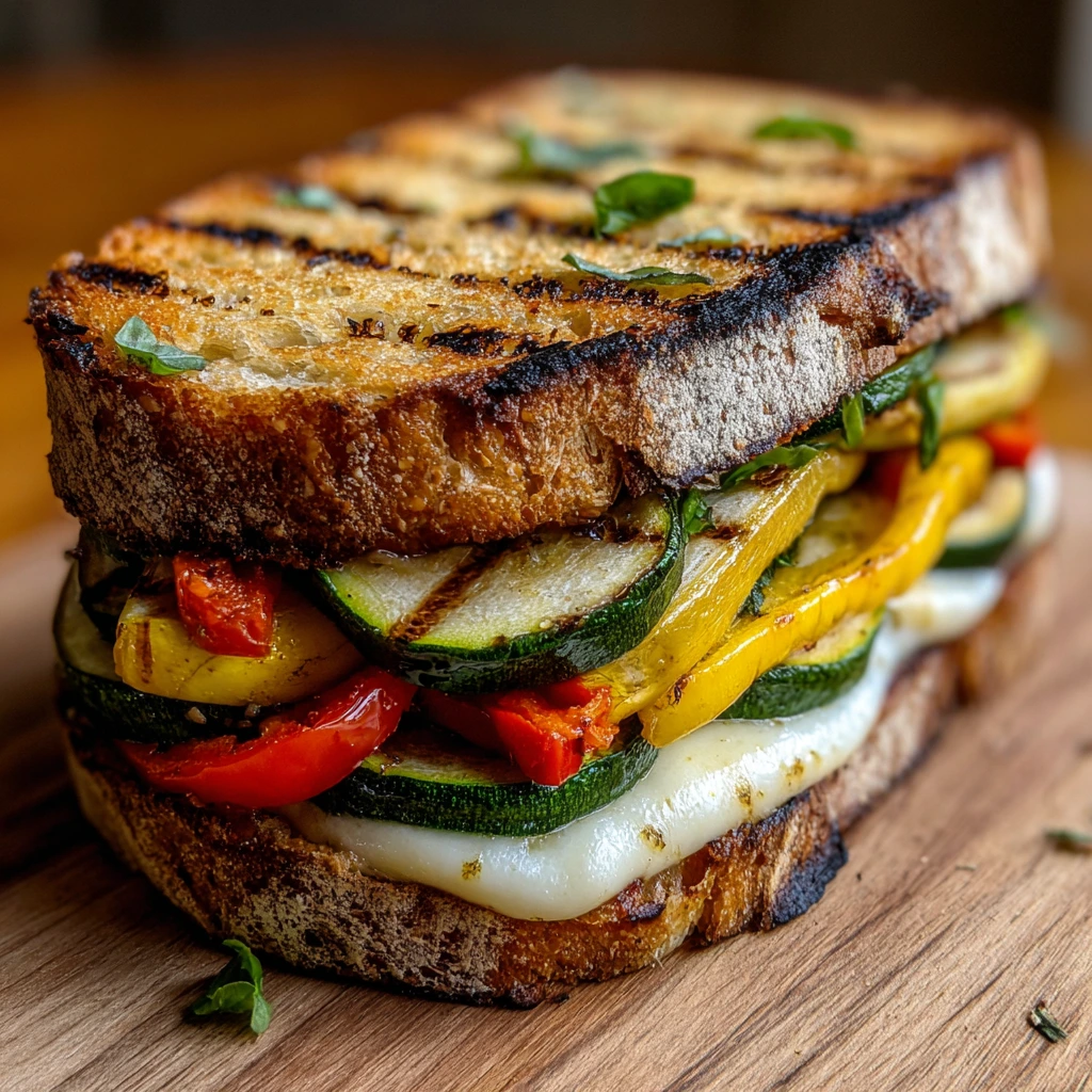 Savory Grilled Veggie Mozzarella Sandwiches with a Touch of Basil Bliss