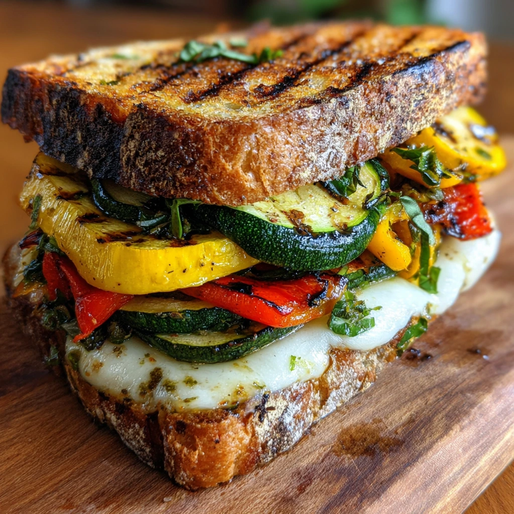 Savory Grilled Veggie Mozzarella Sandwiches with a Touch of Basil Bliss