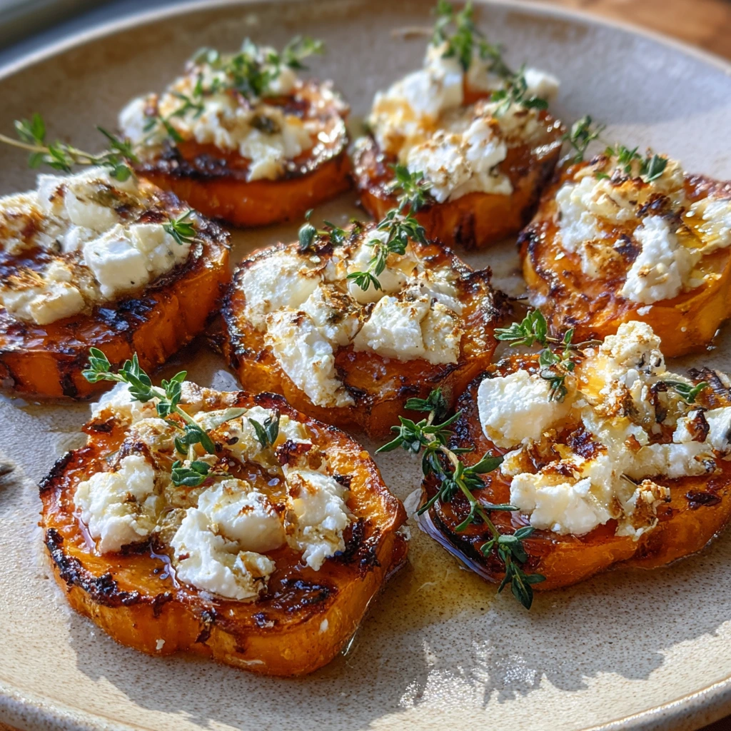 Savory Honey Feta Sweet Potato Rounds with Herb Infusion