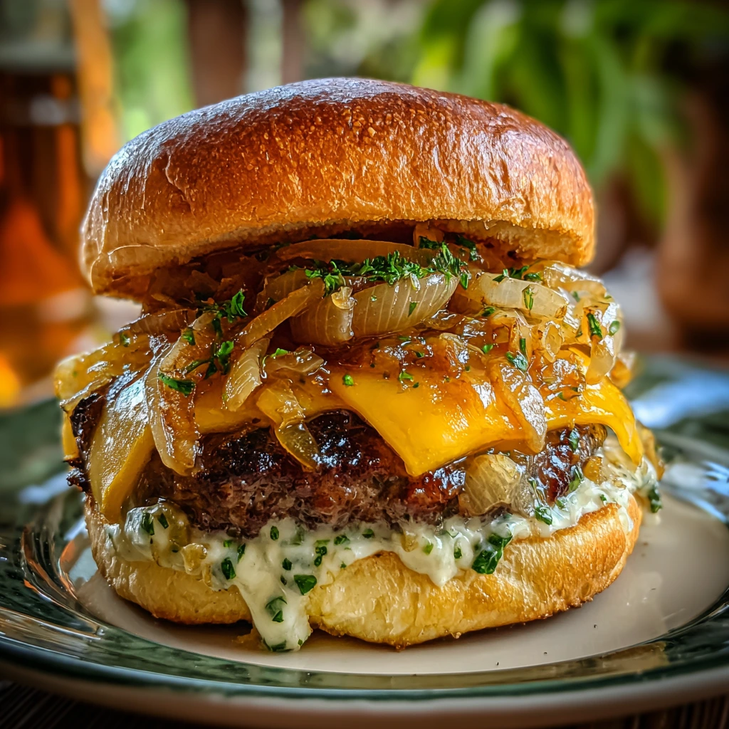 Irresistibly Juicy Dutchman Burger with Sweet Onions and Tangy Sauce