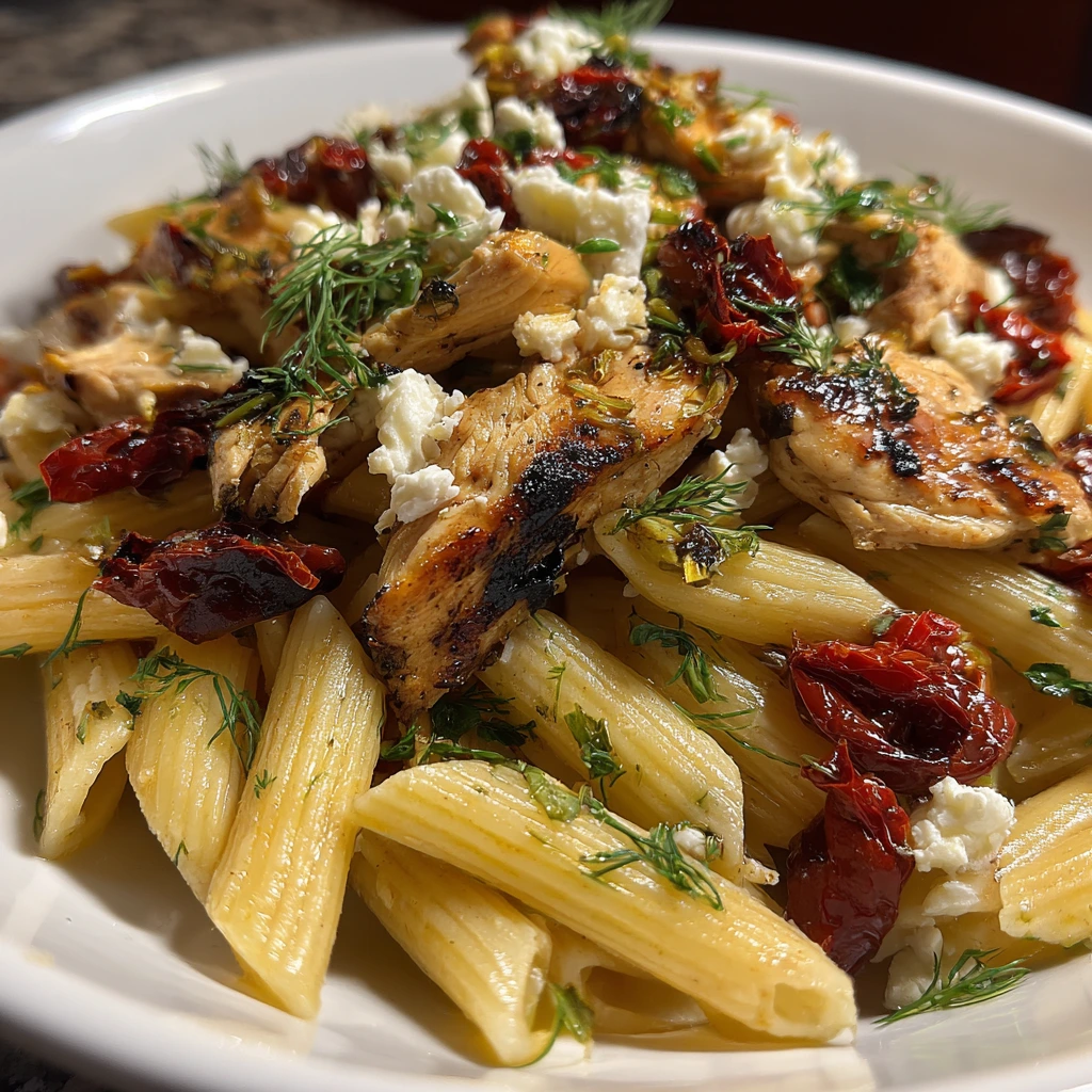 Deliciously Easy Greek Chicken Pasta with Sun-Dried Tomatoes and Feta