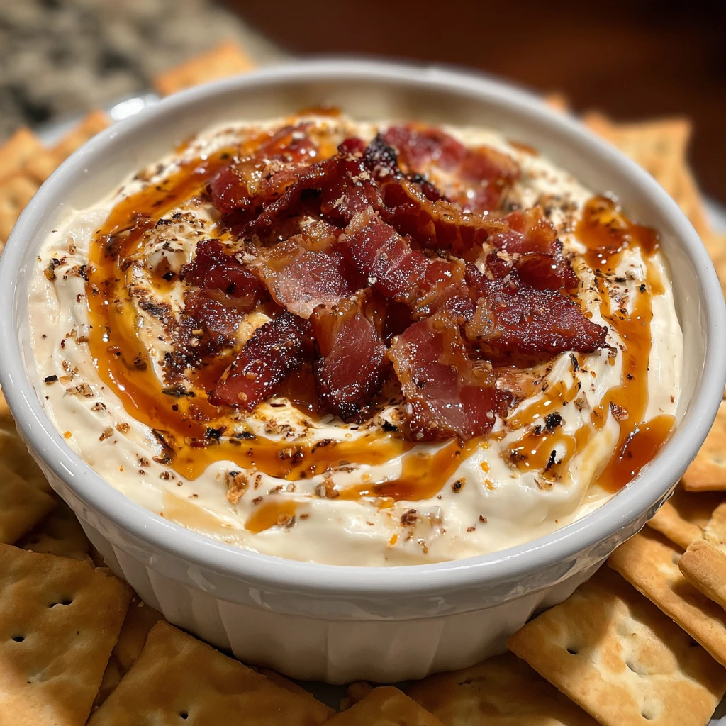 Irresistibly Creamy Easy Maple Bourbon Bacon Dip with Cheddar