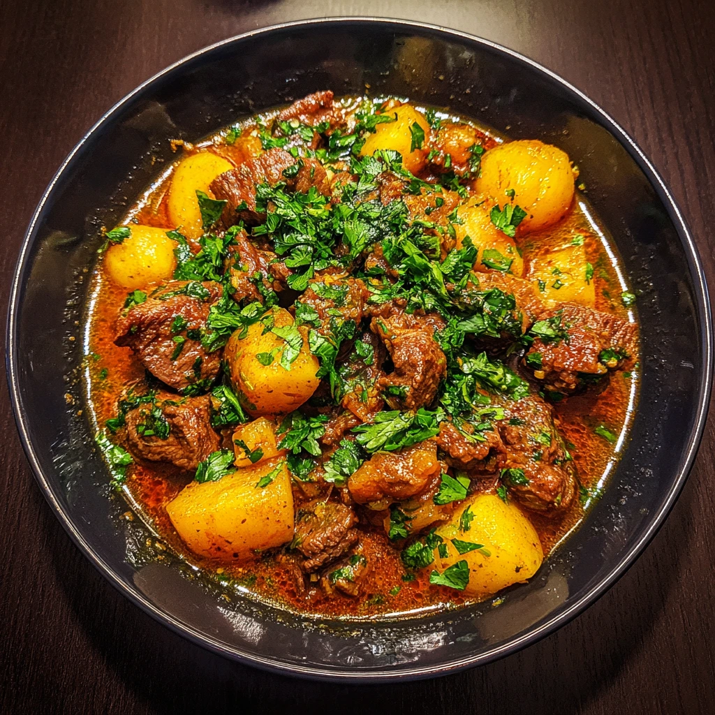 Deliciously Hearty Egyptian Beef Goulash with Spices and Vegetables