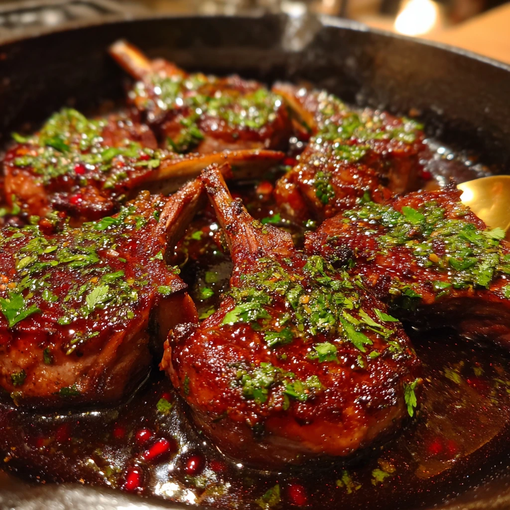Exquisite Pomegranate-Glazed Lamb Chops with Rosemary and Garlic