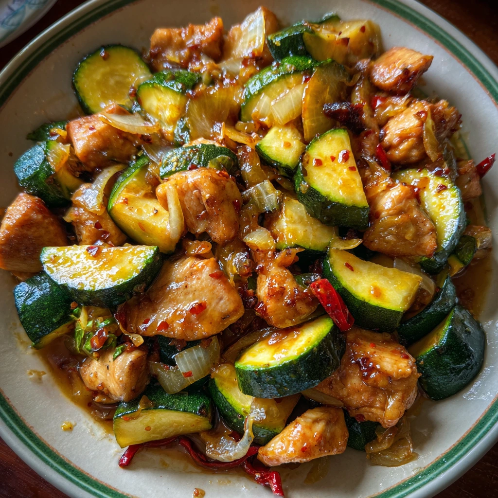 Quick and Delicious Chicken Zucchini Stir-Fry with Garlic and Soy Sauce
