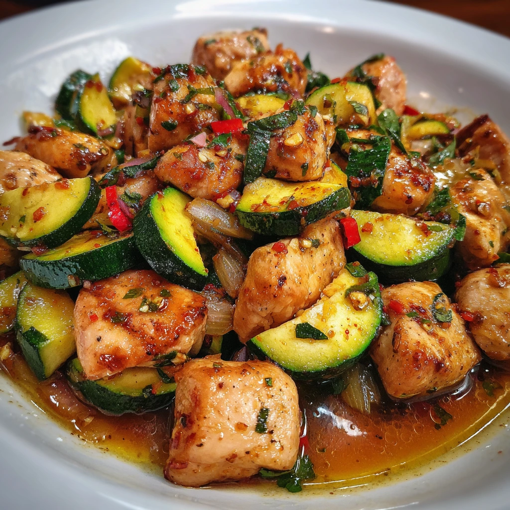 Quick and Delicious Chicken Zucchini Stir-Fry with Garlic and Soy Sauce