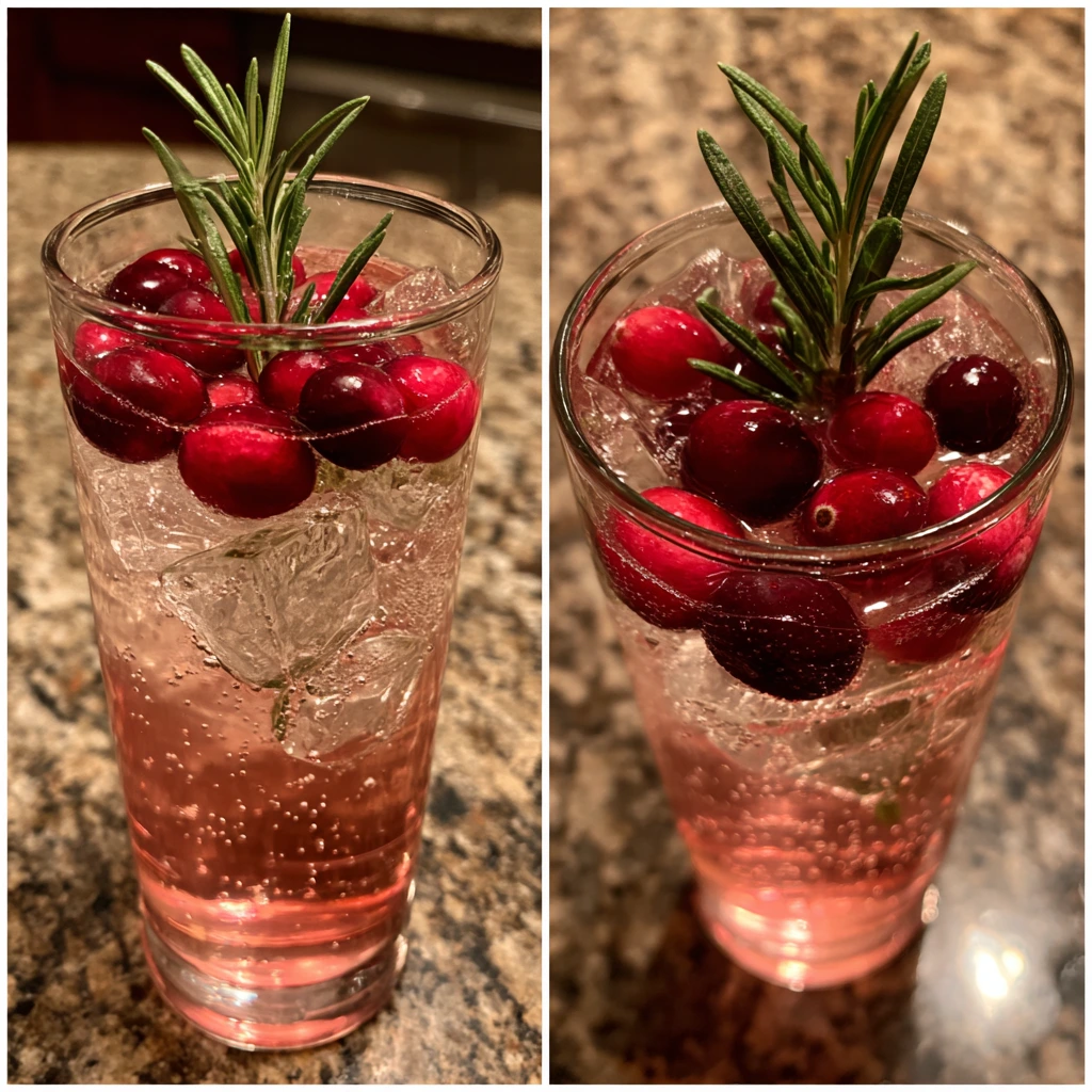Festive Christmas Cranberry Spritzer with Sparkling Citrus and Mint Bliss