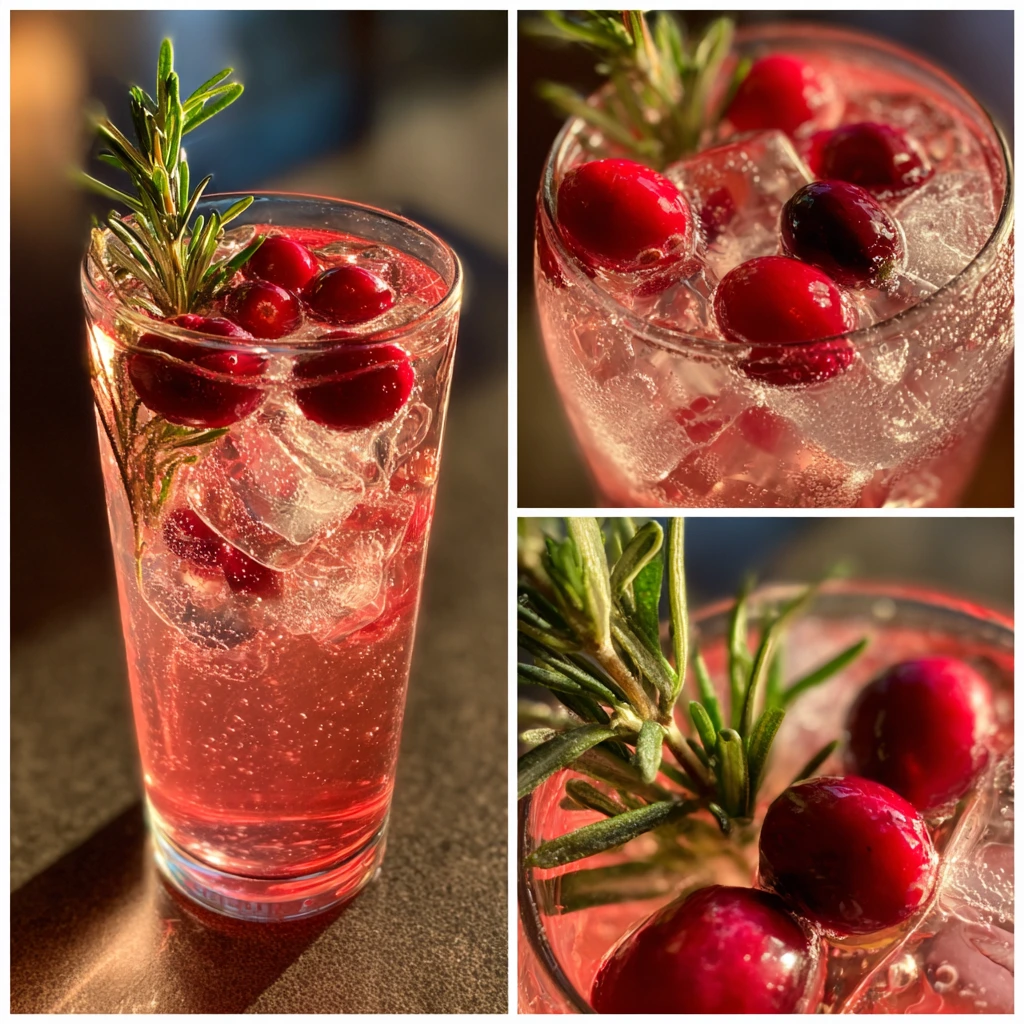 Festive Christmas Cranberry Spritzer with Sparkling Citrus and Mint Bliss