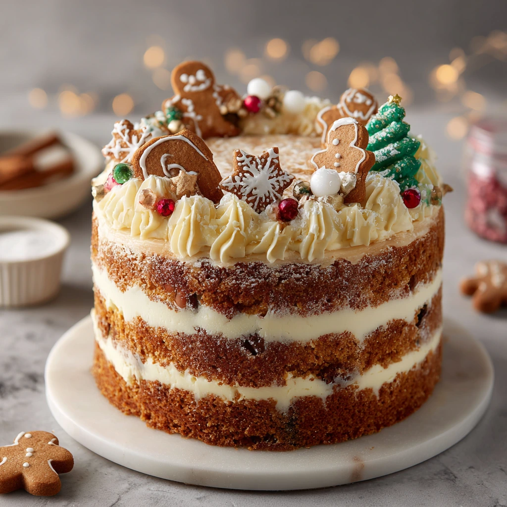 Deliciously Spiced Festive Gingerbread Cake with a Creamy Frosting