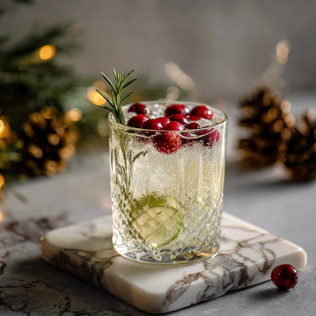 Festive Winter Gin Tonic with Cranberry, Rosemary, and Citrus Zest