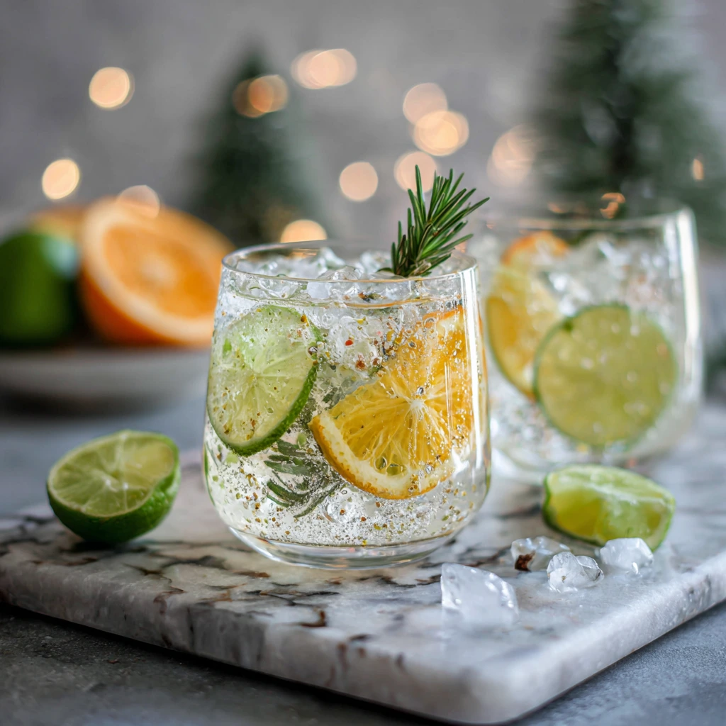 Festive Winter Gin Tonic with Cranberry, Rosemary, and Citrus Zest