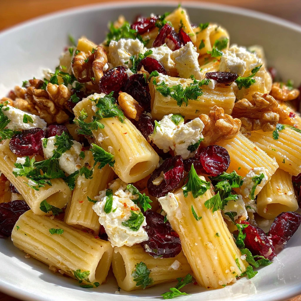 Delicious Feta & Cranberry Rigatoni Salad with Zesty Lemon Vinaigrette