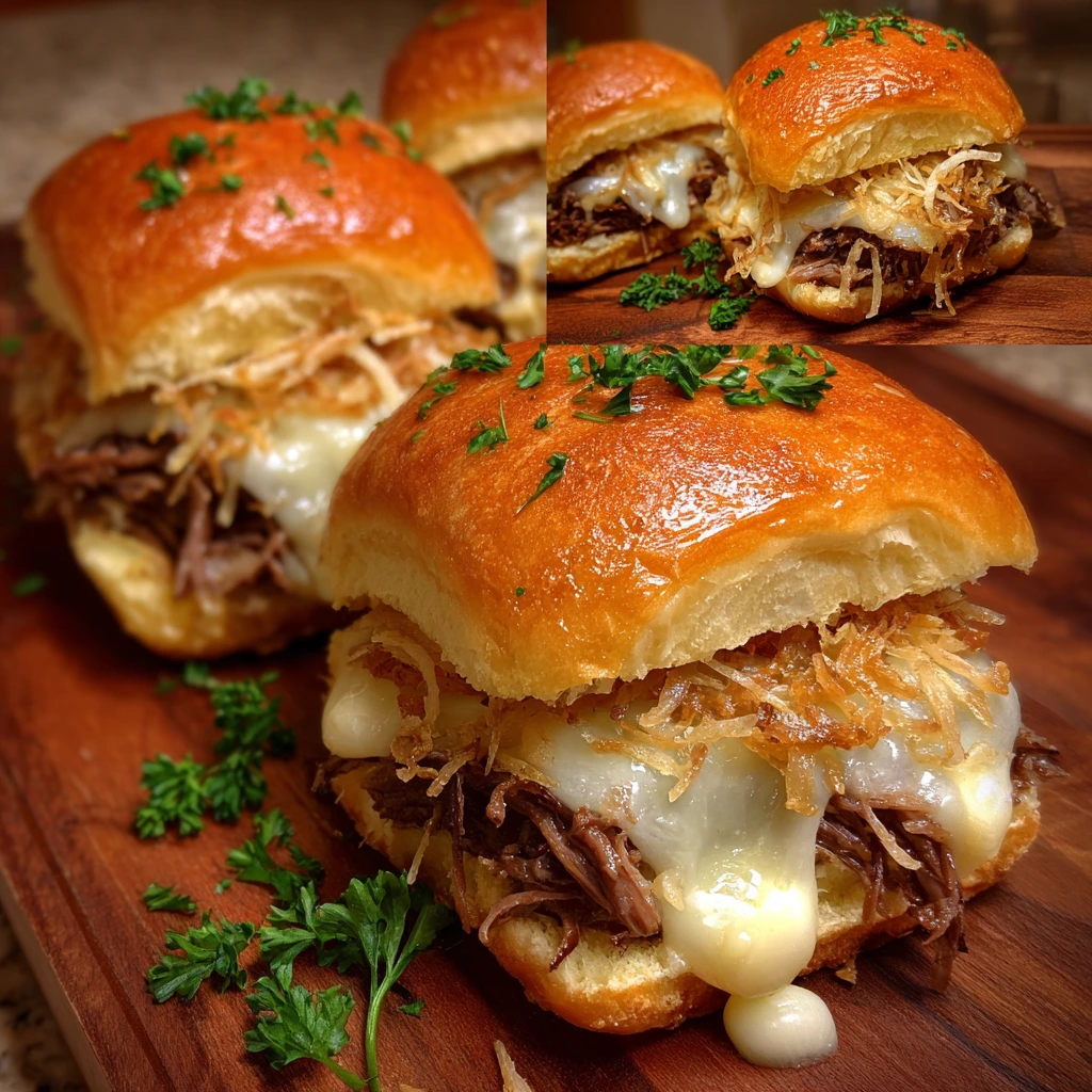 Savory French Dip Sliders with Tender Roast Beef and Tangy Au Jus