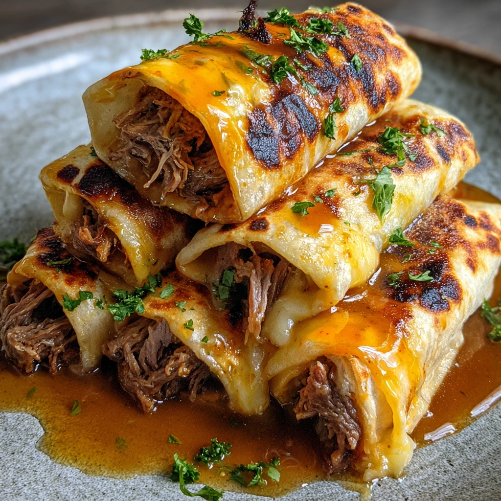 Savory French Dip Tortilla Roll Ups with Tender Beef and Cheese