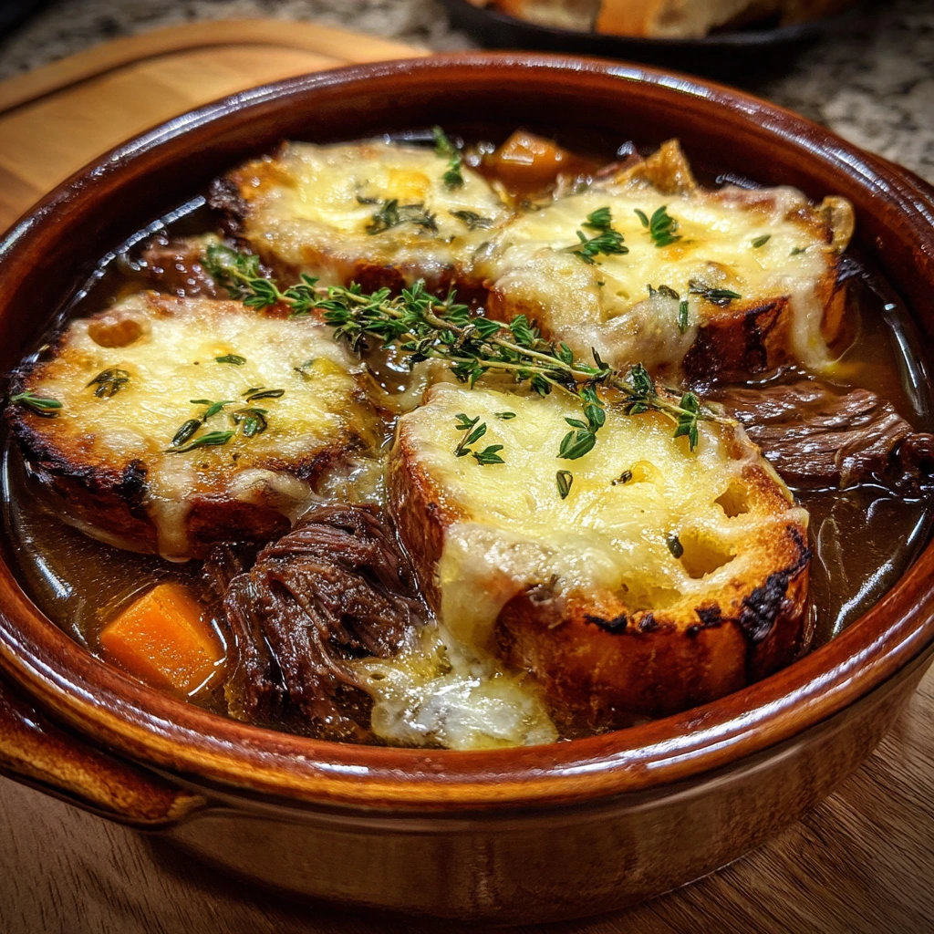 Savory French Onion Beef Short Rib Soup with Rich Broth and Caramelized Onions