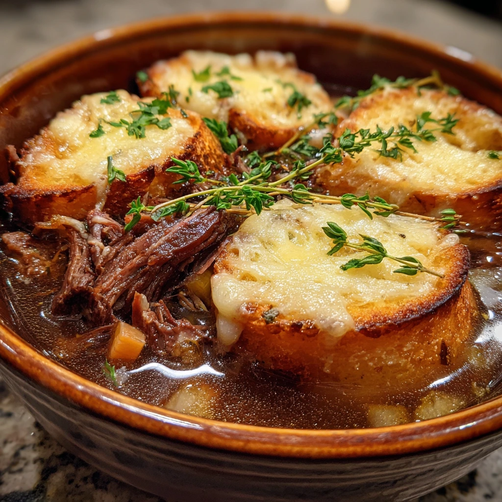 Savory French Onion Beef Short Rib Soup with Rich Broth and Caramelized Onions