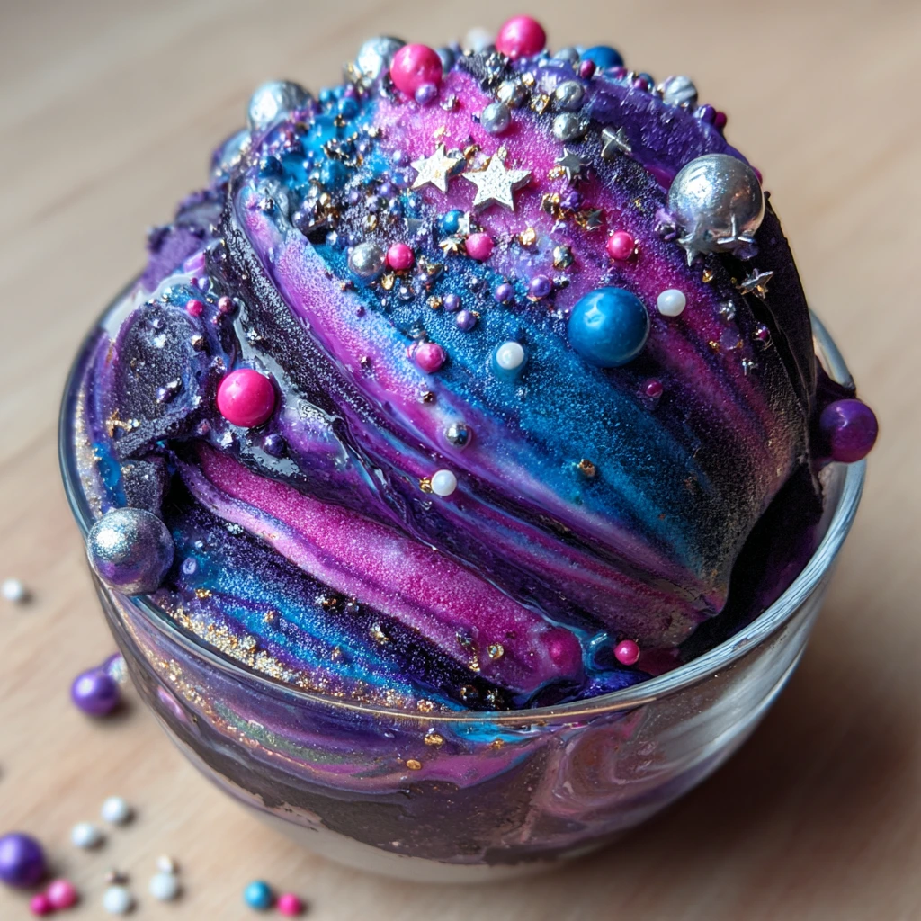 Cosmic Swirls: Dreamy Galaxy Ice Cream with Colors and Flavors